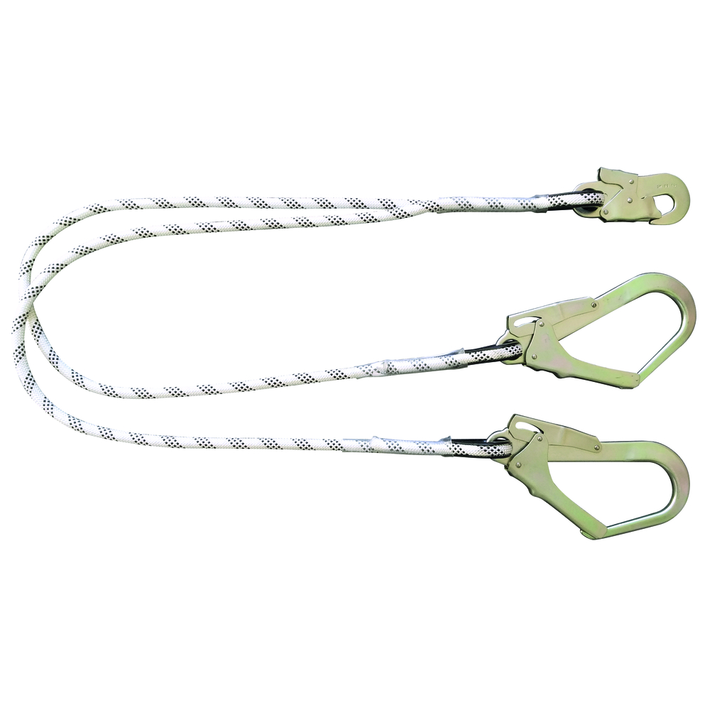 Double longe de maintien 1,50m corde tressée d.12mm +3 mousquetons EN354 LEVAC - 3802C15