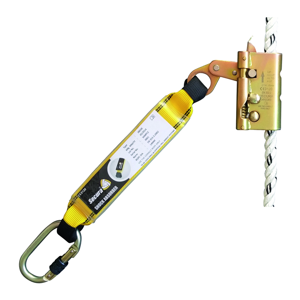 Stopchute + Absorbeur + Mousqueton sans cordage pour corde D.14mm LEVAC - 3803B