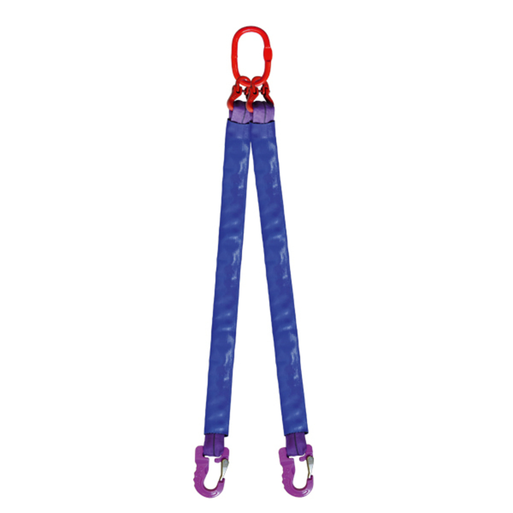 ÉLINGUE RONDE 2 BRINS CMU 5 T ANNEAU + CROCHETS LG. 6 M (ANGLE 0 à 45°) LEVAC - 4432D60