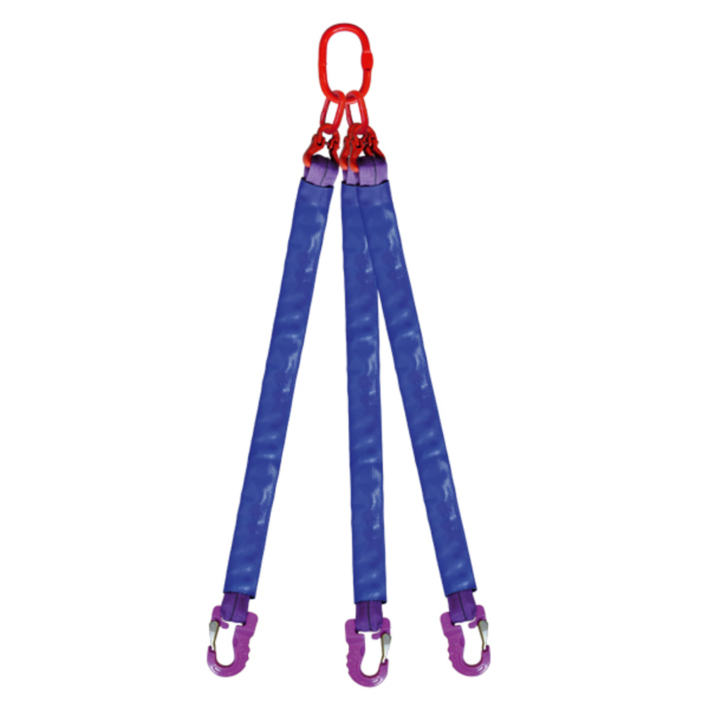 ÉLINGUE RONDE 3 BRINS CMU 2,1 T ANNEAU + CROCHETS LG. 5 M (ANGLE 0 à 45°) LEVAC - 4433A60