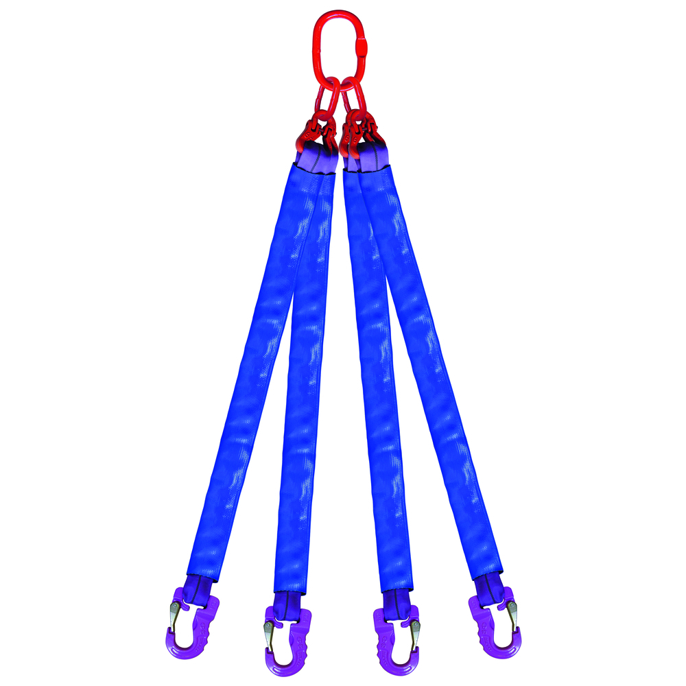 Élingue ronde 4 brins cmu 2,1 t anneau + crochets lg. 3 m (angle 0 à 45°) LEVAC - 4434A30