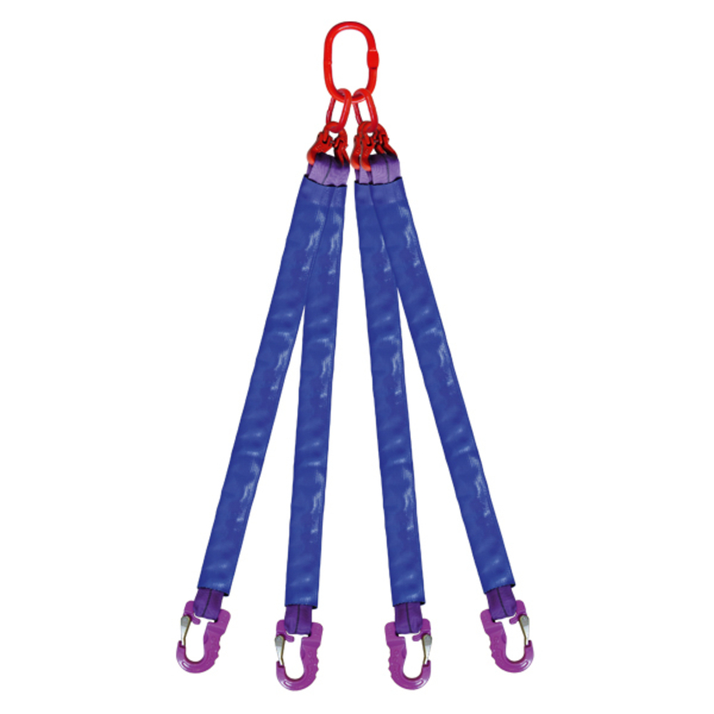 ÉLINGUE RONDE 4 BRINS CMU 10 T ANNEAU + CROCHETS LG. 3 M (ANGLE 0 à 45°) LEVAC - 4434E30