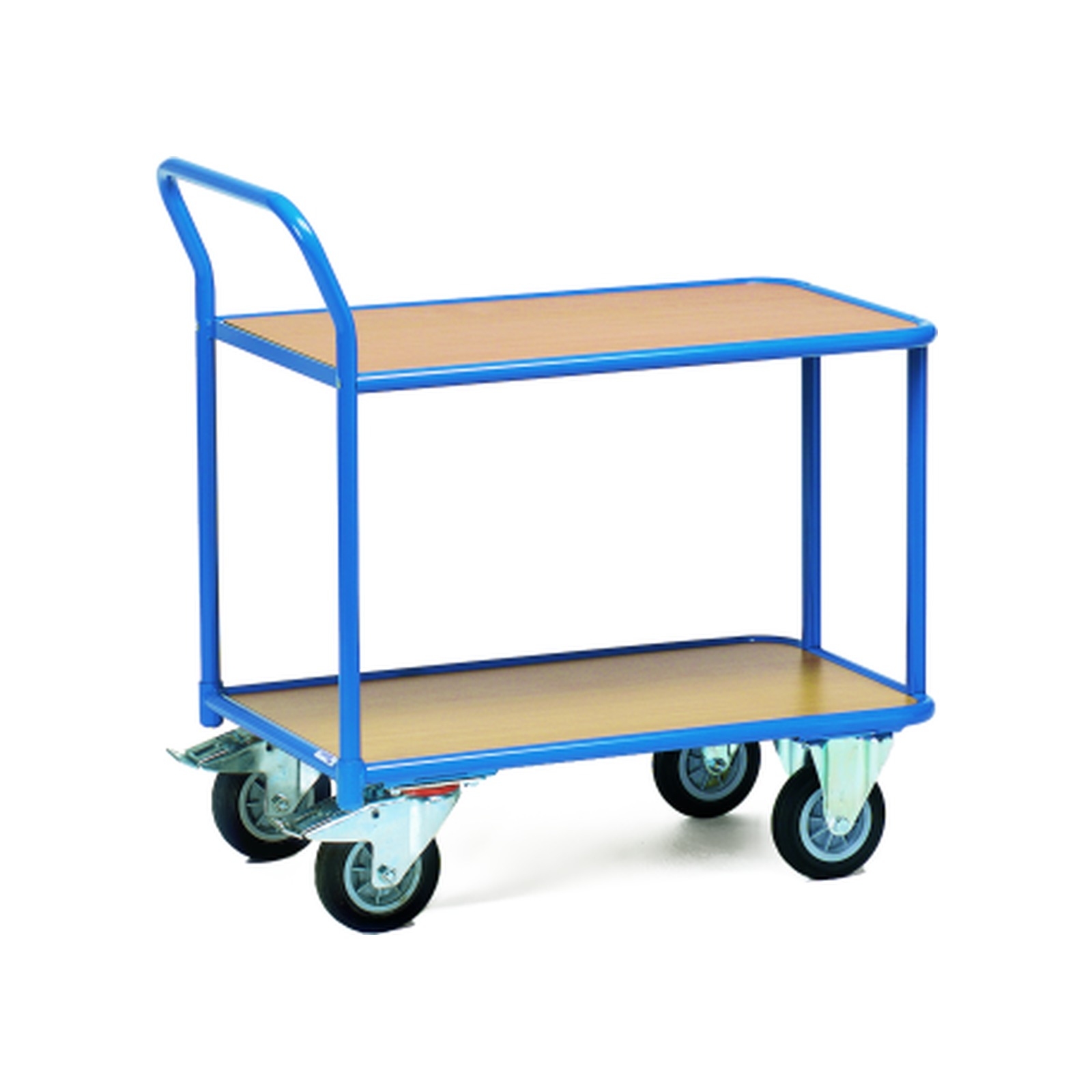 Chariot 2 plateaux acier/bois roues 160 mm capacité 300 kg LEVAC 6905D01