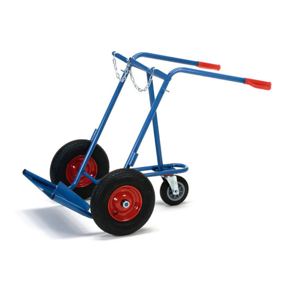 DIABLE 2 BOUTEILLES 150 KG AVEC ROUE D'APPUI ROUES BANDAGE COUTCHOUC 400x80 LEVAC - 6912FL11