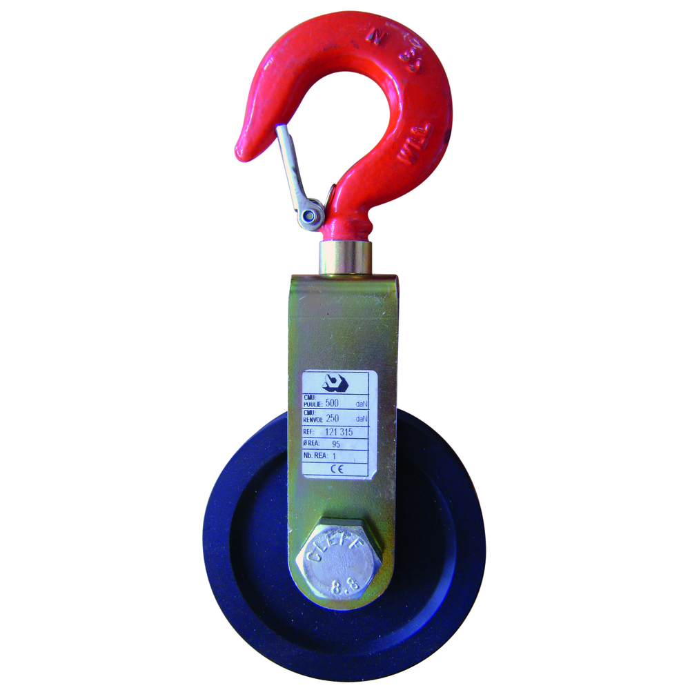Poulie a corde a chape ny cmu 500 kg réa nylon d.95 mm corde d.20/22 mm LEVAC - 7060BNY