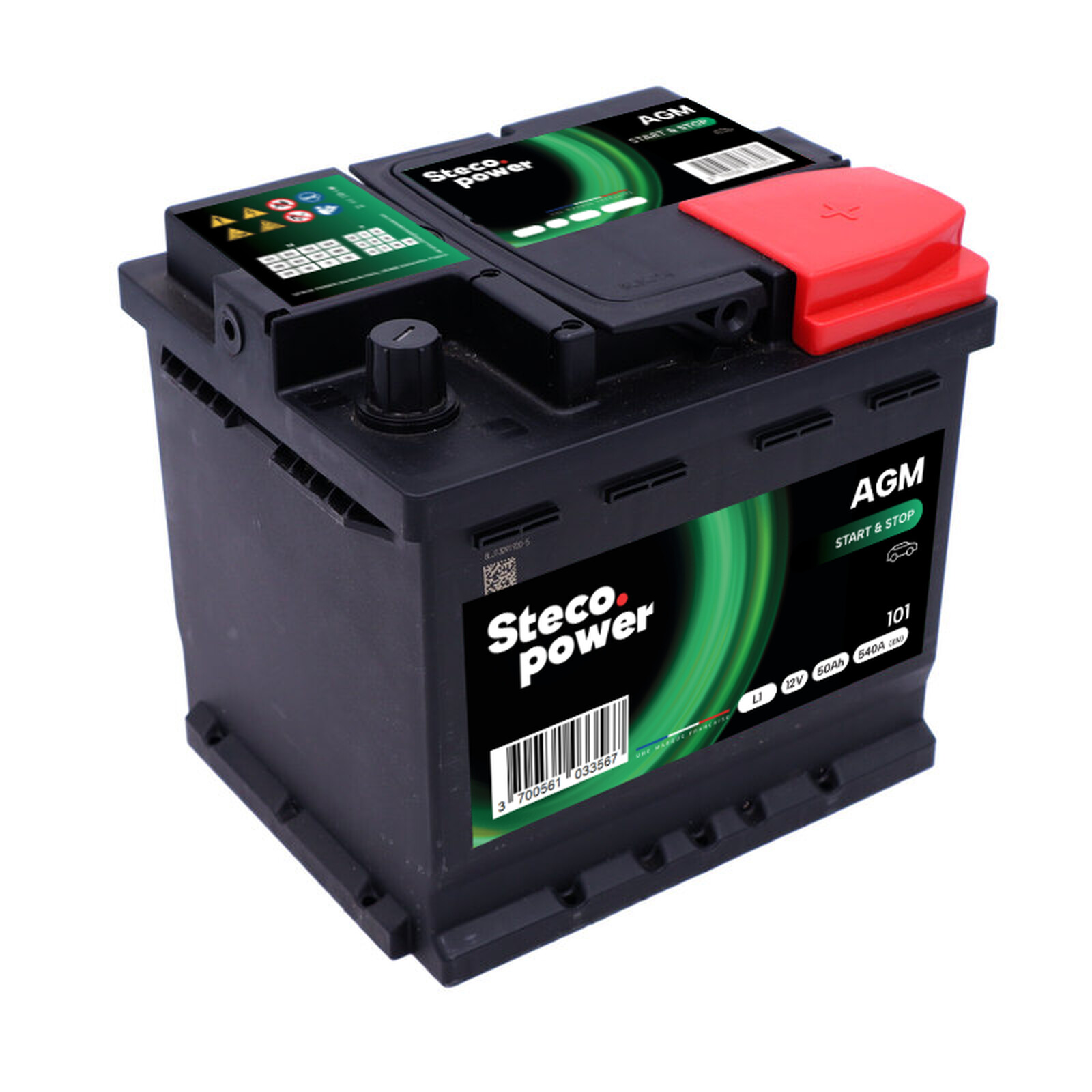 Batterie 12V 50Ah 450A 207x175x190 mm système star&stop + stecopower - 101