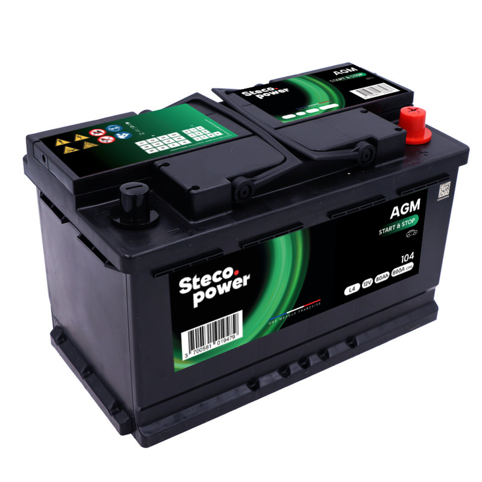 Batterie 12v 80ah 800a 315x175x190 gamme agm-vrla stecopower - 104