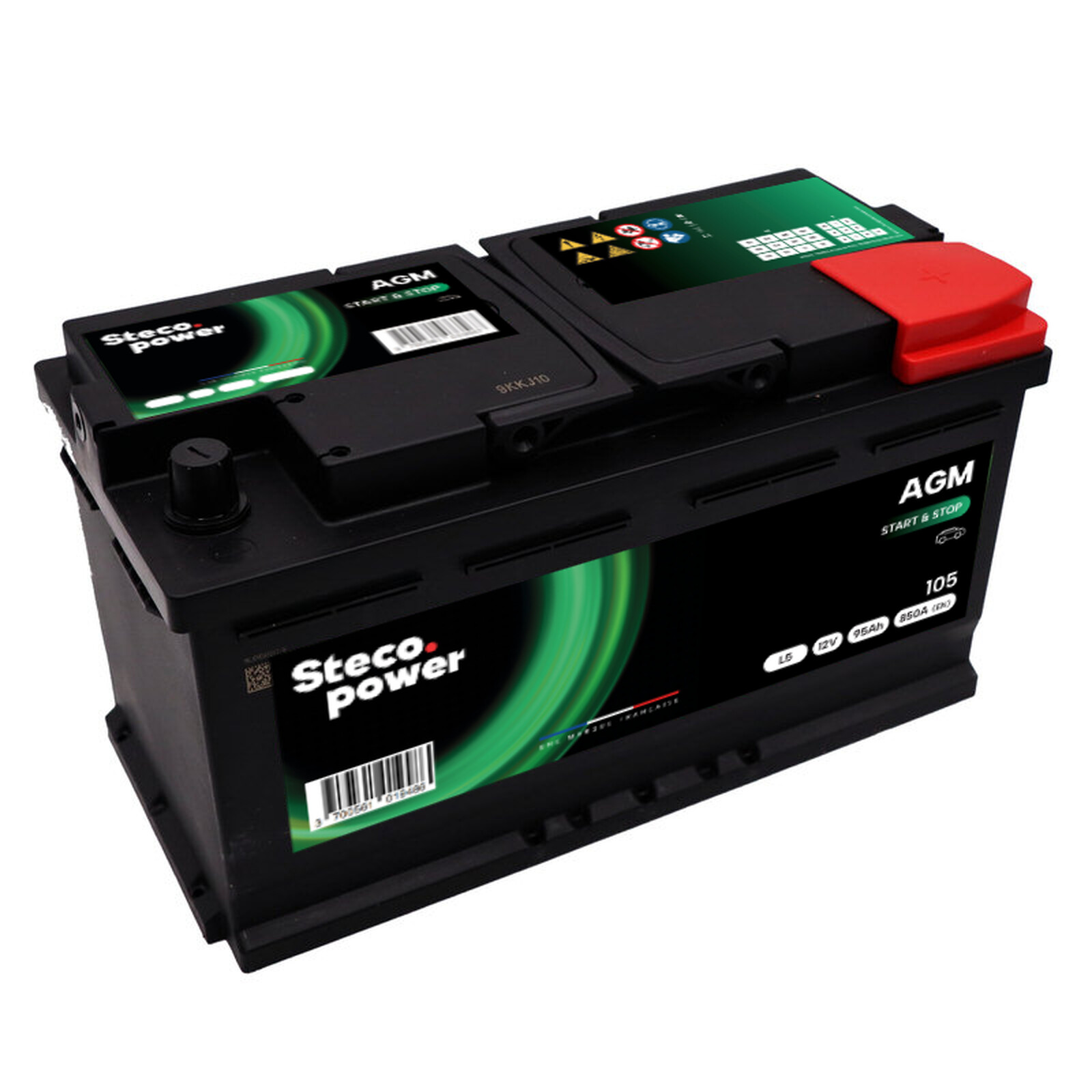 Batterie 12V 95Ah 850A 353x175x190 mm système start&stop stecopower - 105