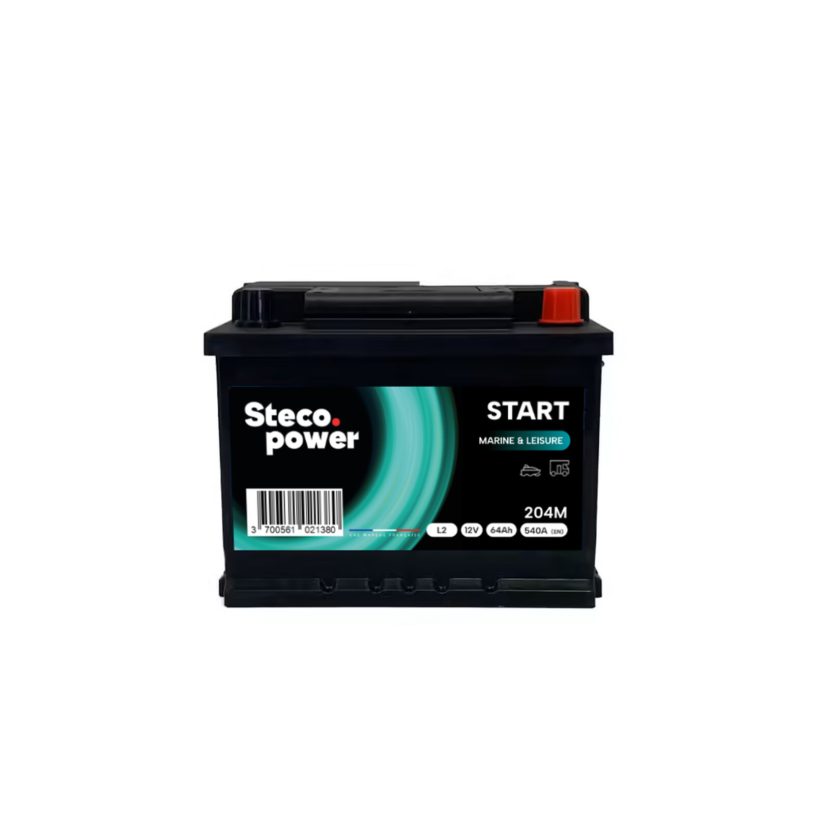 Batterie marine 12V 64Ah 540A 242x175x190 mm stecopower - 204m