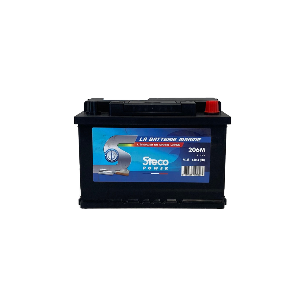 Batterie marine 12V 75Ah 640A 277x175x190 stecopower - 206m