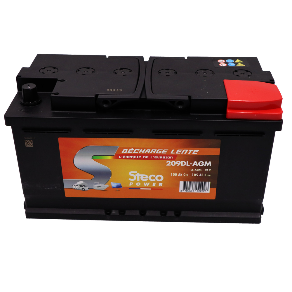 Batterie 12v - 100 ah (20h) - 105 ah (100h) 354x175x190 stecopower - 209dl-agm
