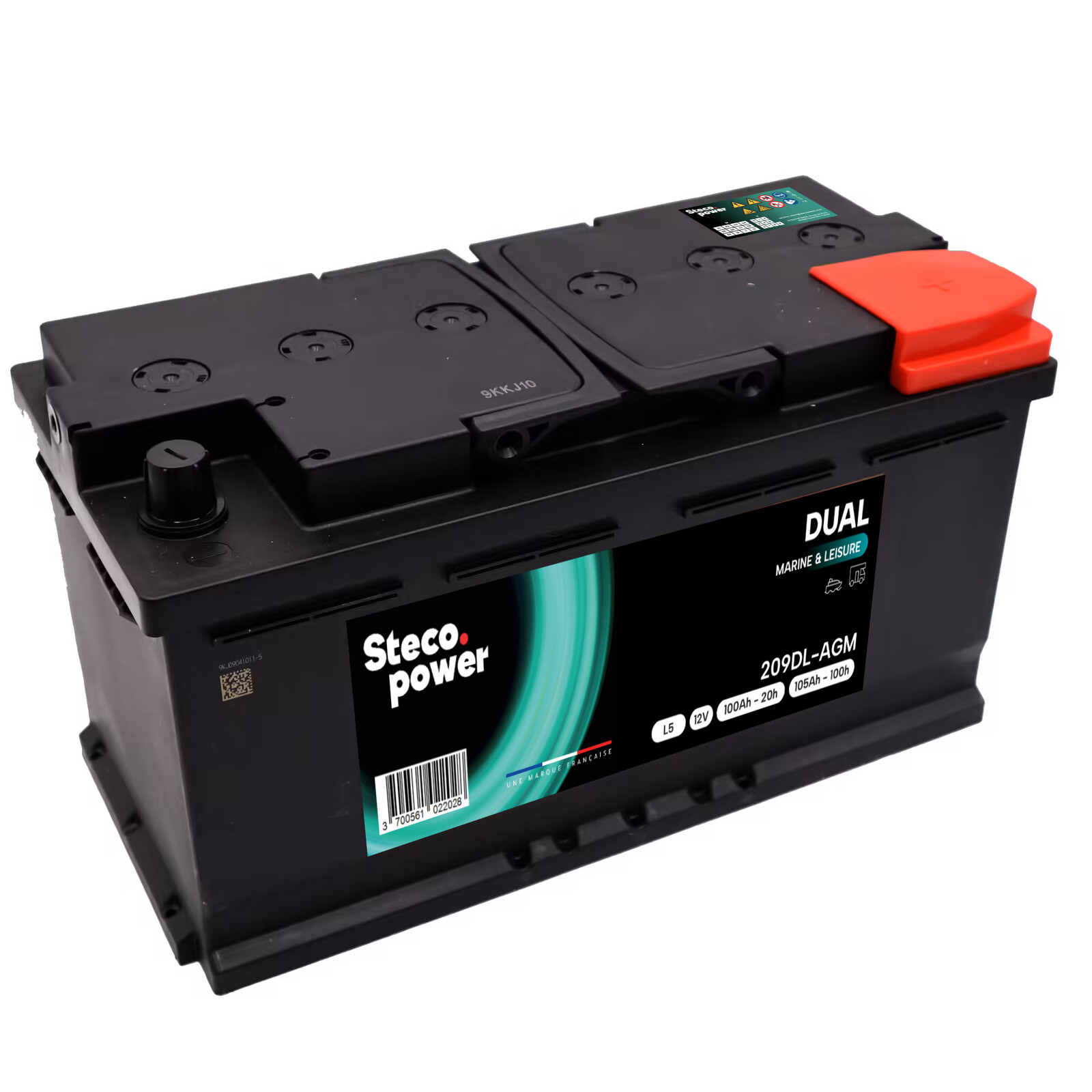 Batterie 12v - 100 ah (20h) - 105 ah (100h) 354x175x190 stecopower - 209dl-agm