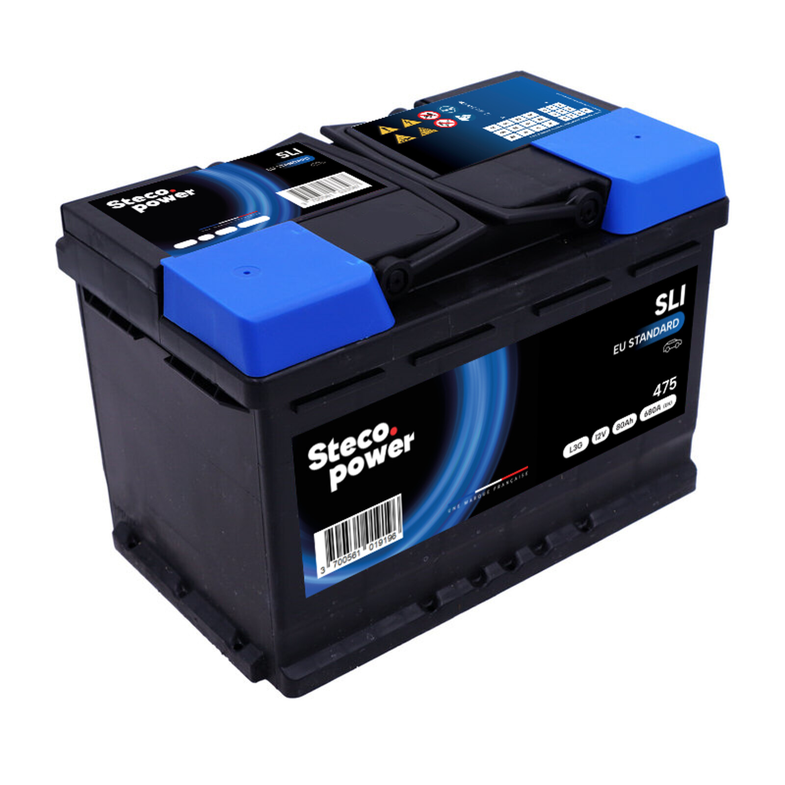 Batterie 12V 80Ah 680A 278x175x190 mm stecopower - 475