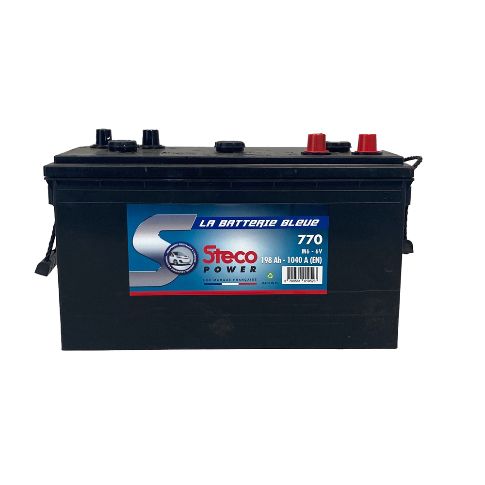 Batterie 6V 198Ah 1040A 395x170x230 mm gamme 6 volts (acide inclus) stecopower - 770 - STECOPOWER - 770
