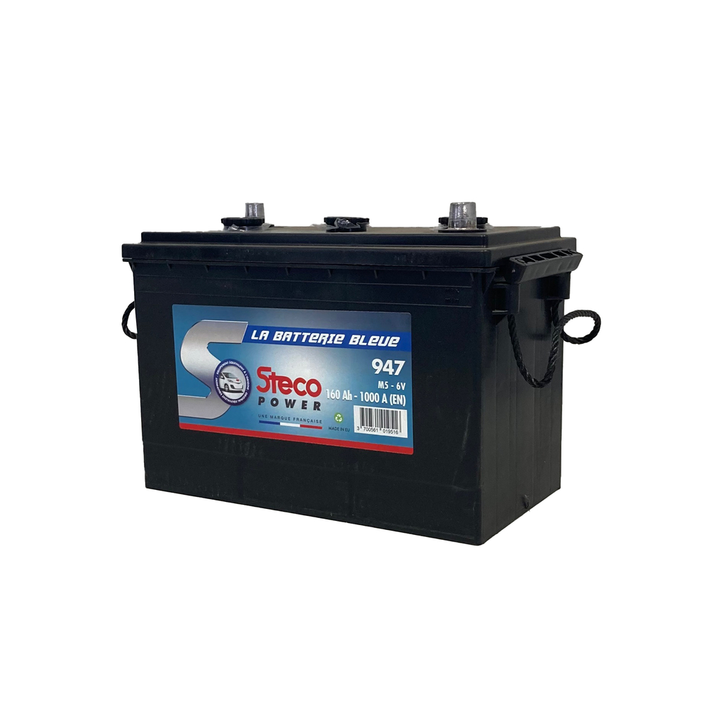 Batterie 6V 160Ah 1000A 330x174x236 mm gamme 6 volts (acide inclus) stecopower - 947