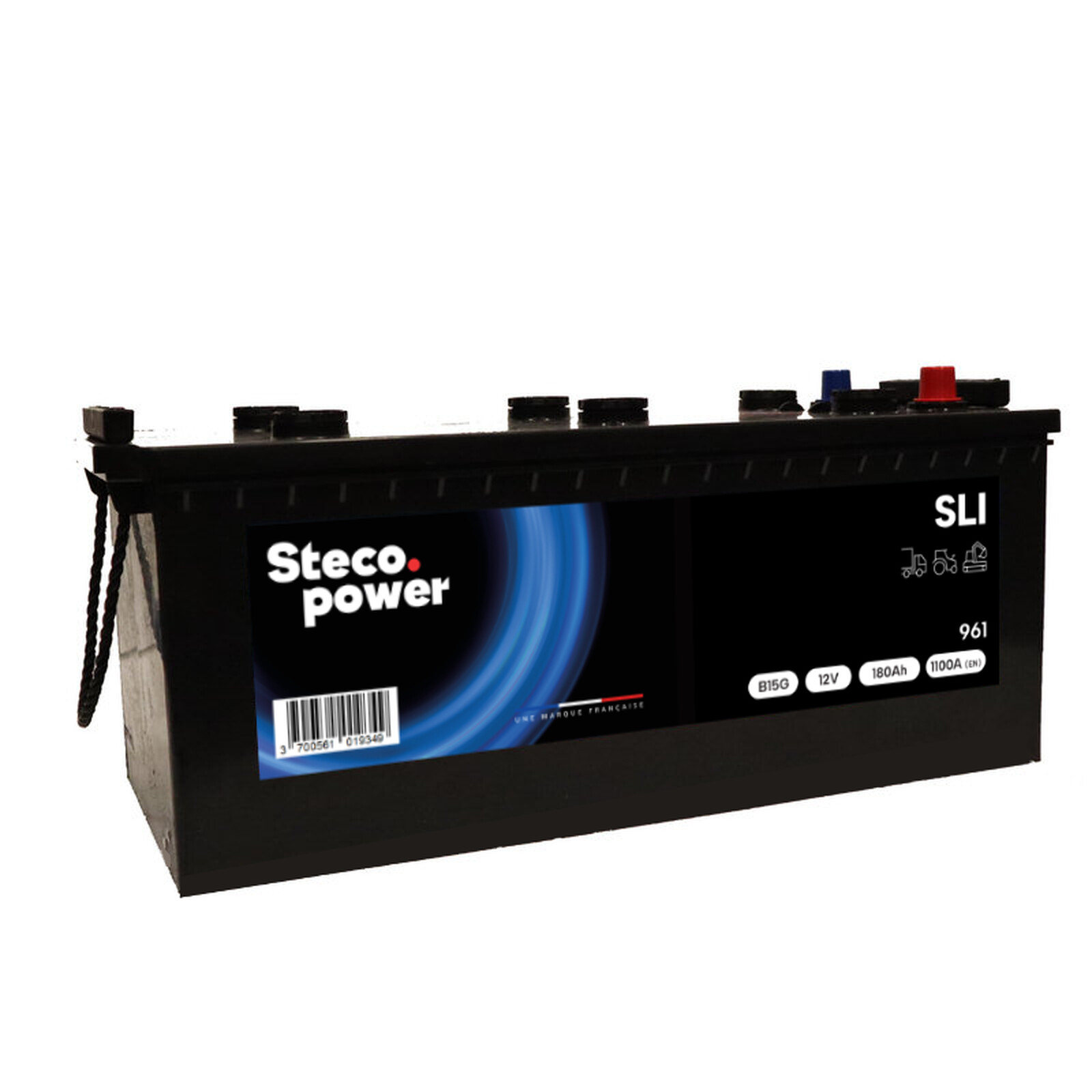 Batterie 12V 180Ah 1100A 512x223x220 mm heavy duty stecopower - 961