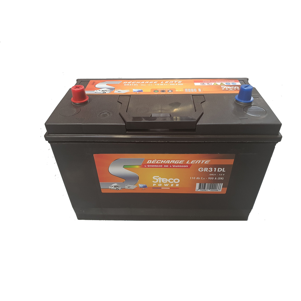 Batterie 12V 110 Ah (20h) 330x172x240 mm Décharge Lente STECOPOWER - GR31DL