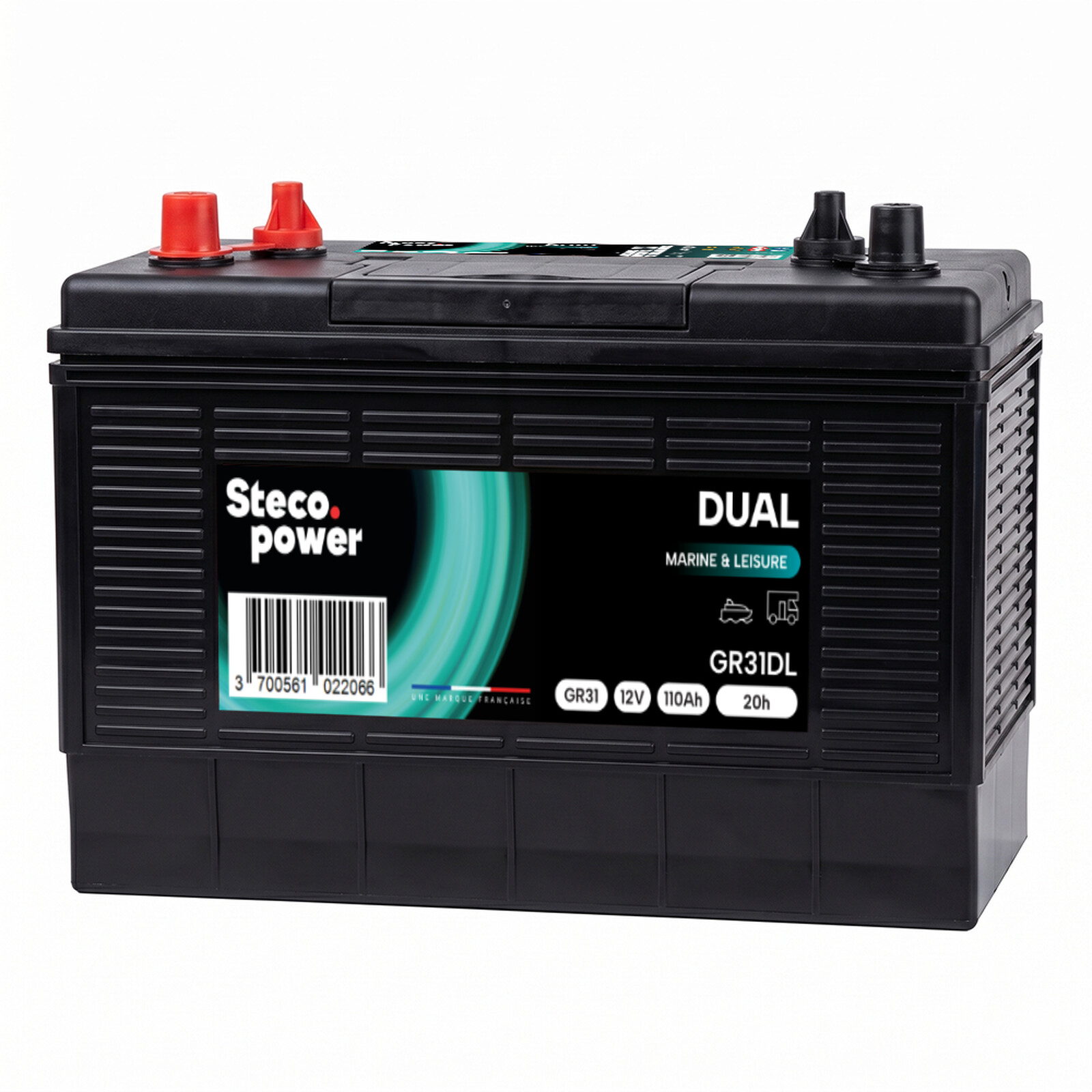 Batterie 12V 110 Ah (20h) 330x172x240 mm D&eacute;charge Lente STECOPOWER - GR31DL