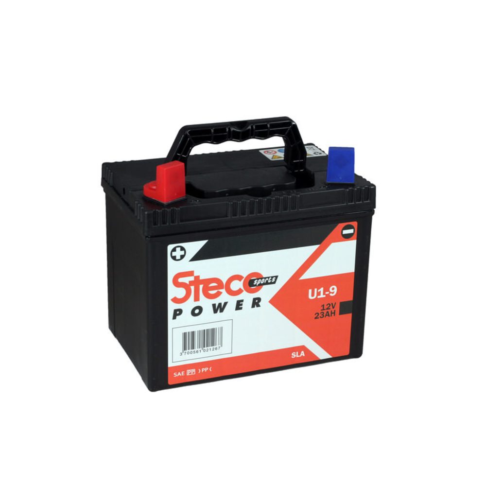 Batterie SLA 12V 23Ah 250A Polarité DROITE 195x130x183 Gamme POWERSPORT STECO Motoculture - U19SLA-D