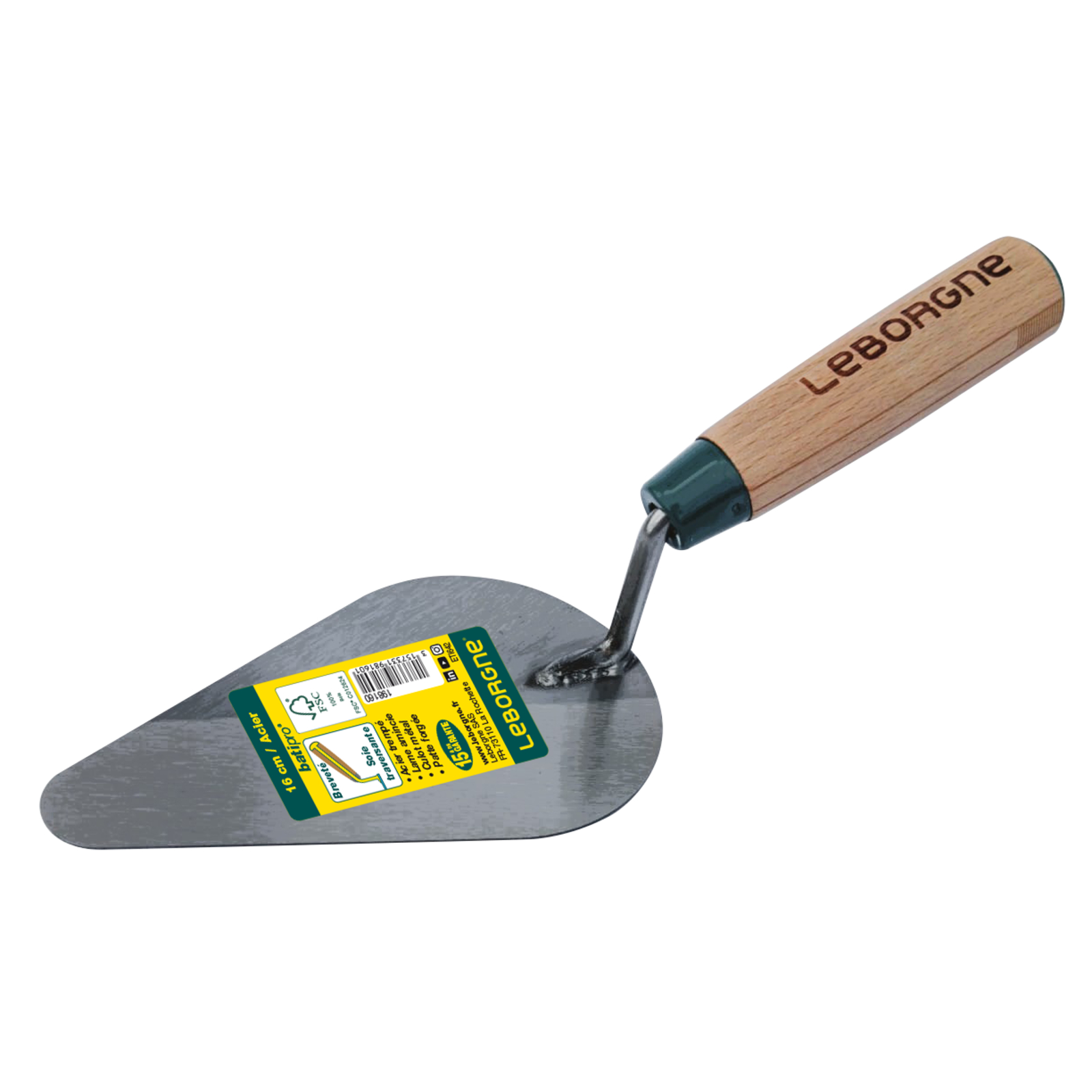 Truelle reims Batipro 16 cm manche bois certifié FSC 100 % LEBORGNE - 198160