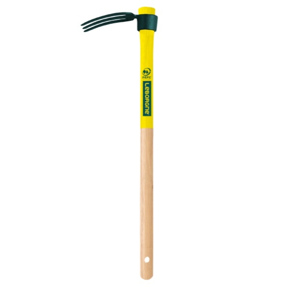 Croc forgé 3 dents manche bois percé PEFC 100% 50cm - LEBORGNE - 302361L