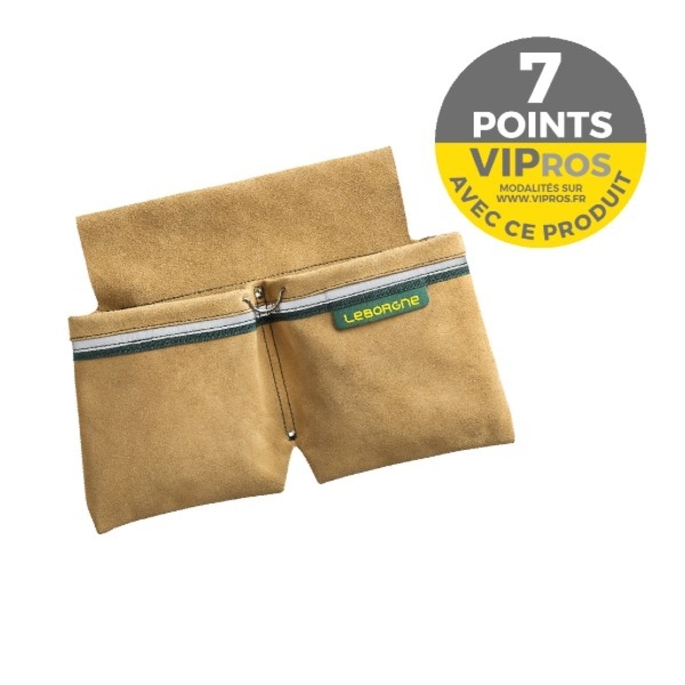 Bipoche LEBORGNE croute de cuir + porte tenaille + bande réfléchissante Batipro bp050b pour maçons/coffreurs - 492050