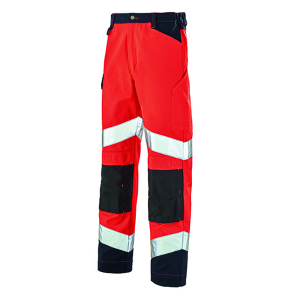 PANTALON FLUO TECH ROUGE FLUO / DARK BLUE HAUTE VISIBILITE CEPOVETT - 22-9082-8267-2098