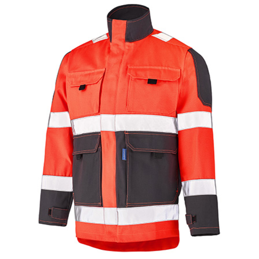 BLOUSON FLUO TECH ROUGE FLUO / GRIS CHARCOAL HAUTE VISIBILITE CEPOVETT - 22-9282-8267-2235