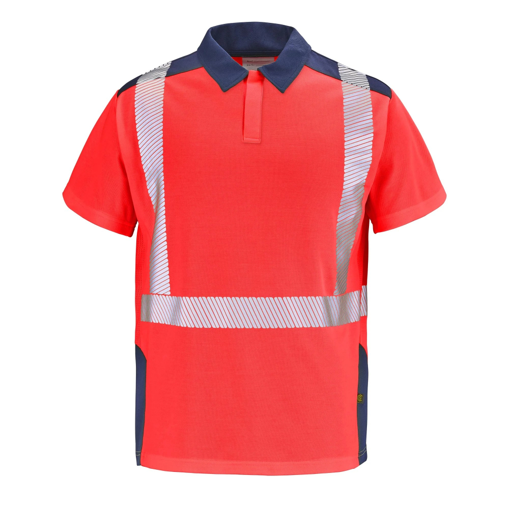 POLO MANCHES COURTES ROUGE FLUO/BLEU MARINE SAFE XP SIMOUN CEPOVETT - 22-9T86-2002