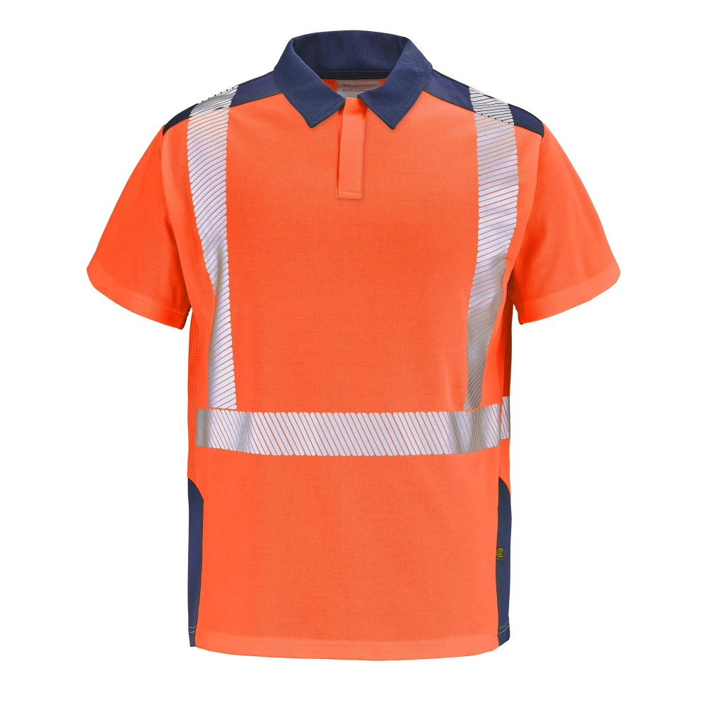 POLO MANCHES COURTES ORANGE FLUO/BLEU MARINE SAFE XP SIMOUN CEPOVETT - 22-9T86-404