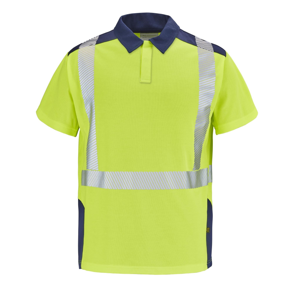 POLO MANCHES COURTES JAUNE FLUO/BLEU MARINE SAFE XP SIMOUN CEPOVETT - 22-9T86-701