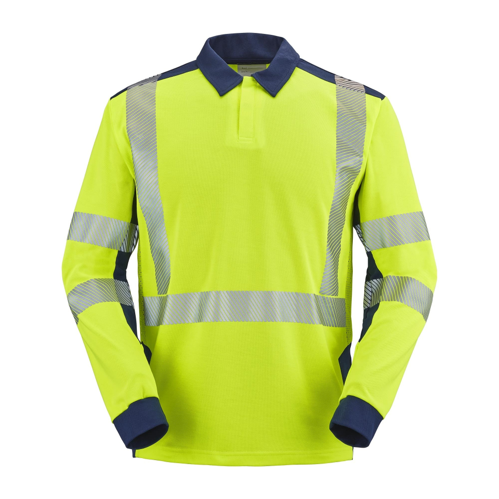 POLO MANCHES LONGUES JAUNE FLUO/BLEU MARINE SAFE XP PONANT CEPOVETT - 22-9T87-701