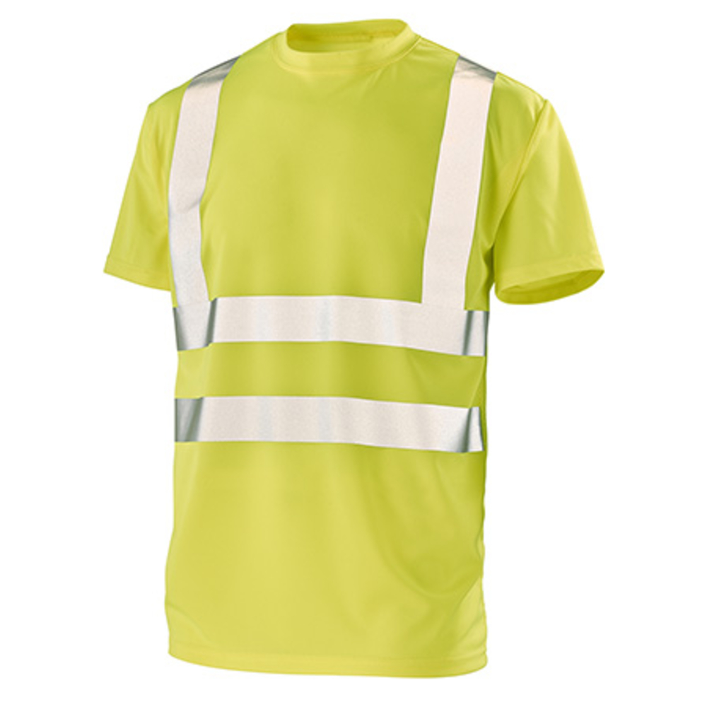TEE-SHIRT MANCHES COURTES FLUO BASE 2 JAUNE FLUO CEPOVETT - 22-T089-BT-700