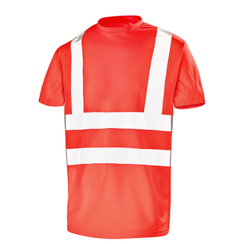 TEE-SHIRT MANCHES COURTES FLUO BASE 2 ROUGE FLUO CEPOVETT - 22-T089-BT-800