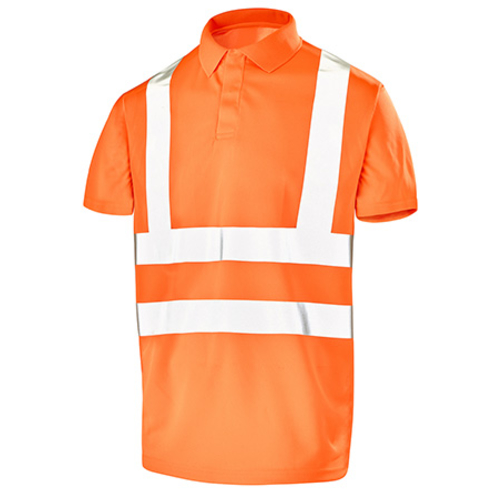 POLO MANCHES COURTES FLUO BASE 2 ORANGE FLUO CEPOVETT - 22-T090-BT-400