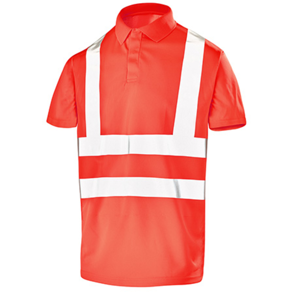 POLO MANCHES COURTES FLUO BASE 2 ROUGE FLUO CEPOVETT - 22-T090-BT-800