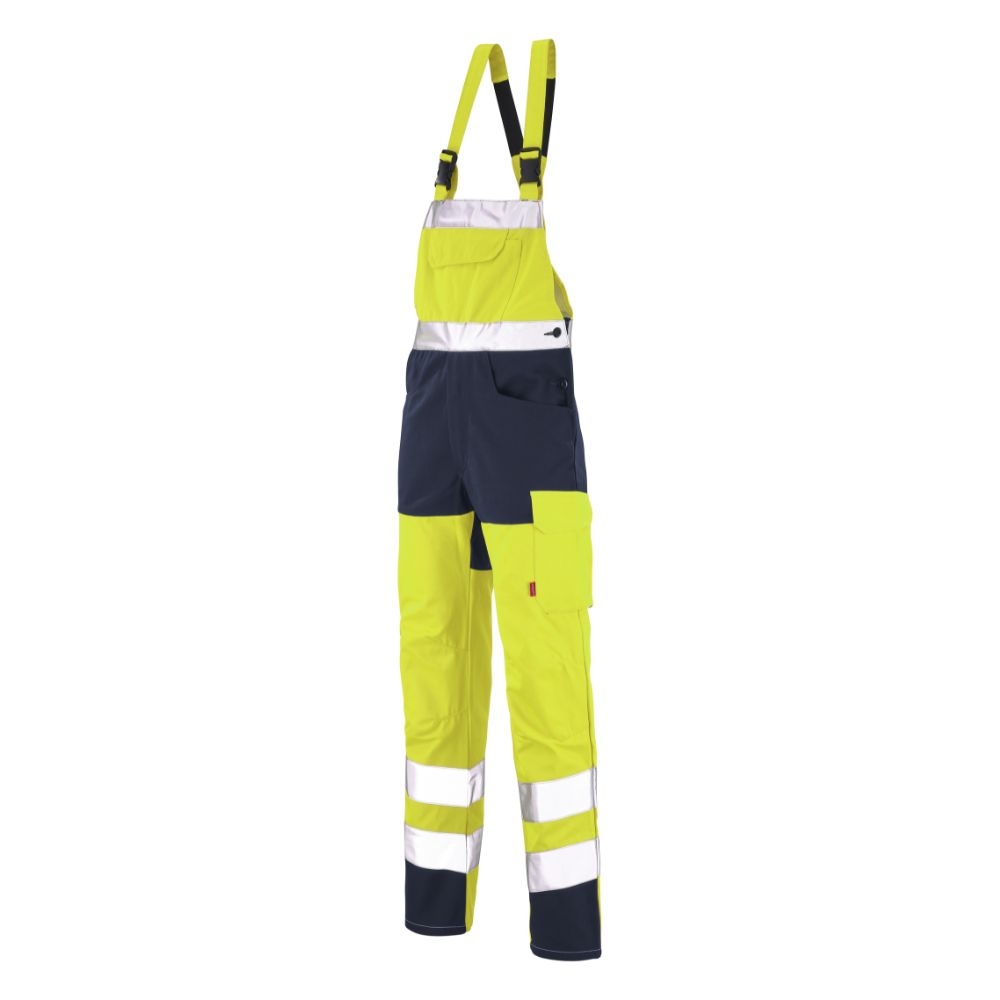 Cotte à bretelles jaune fluo/bleu marine taille L - LAFONT - LA-6HVNCP-6-236-3