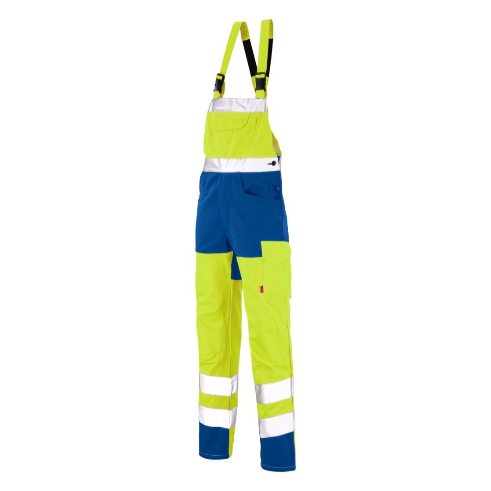 Cotte à bretelles jaune fluo / bleu azur taille L - LAFONT - LA-6HVNCP-6-592-3