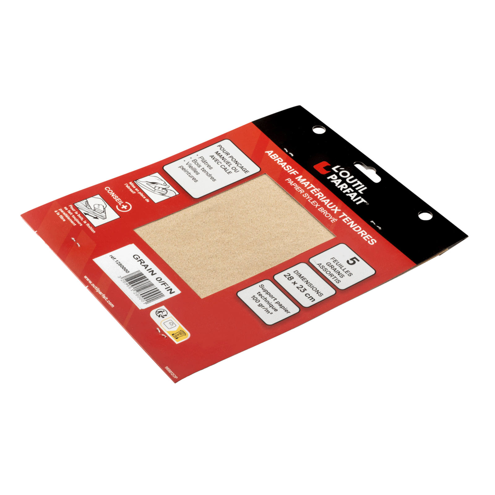 Abrasif matériaux tendres Grain 3 - M Poignée de 5 feuilles 28 x 23 cm L'OUTIL PARFAIT - 1280003