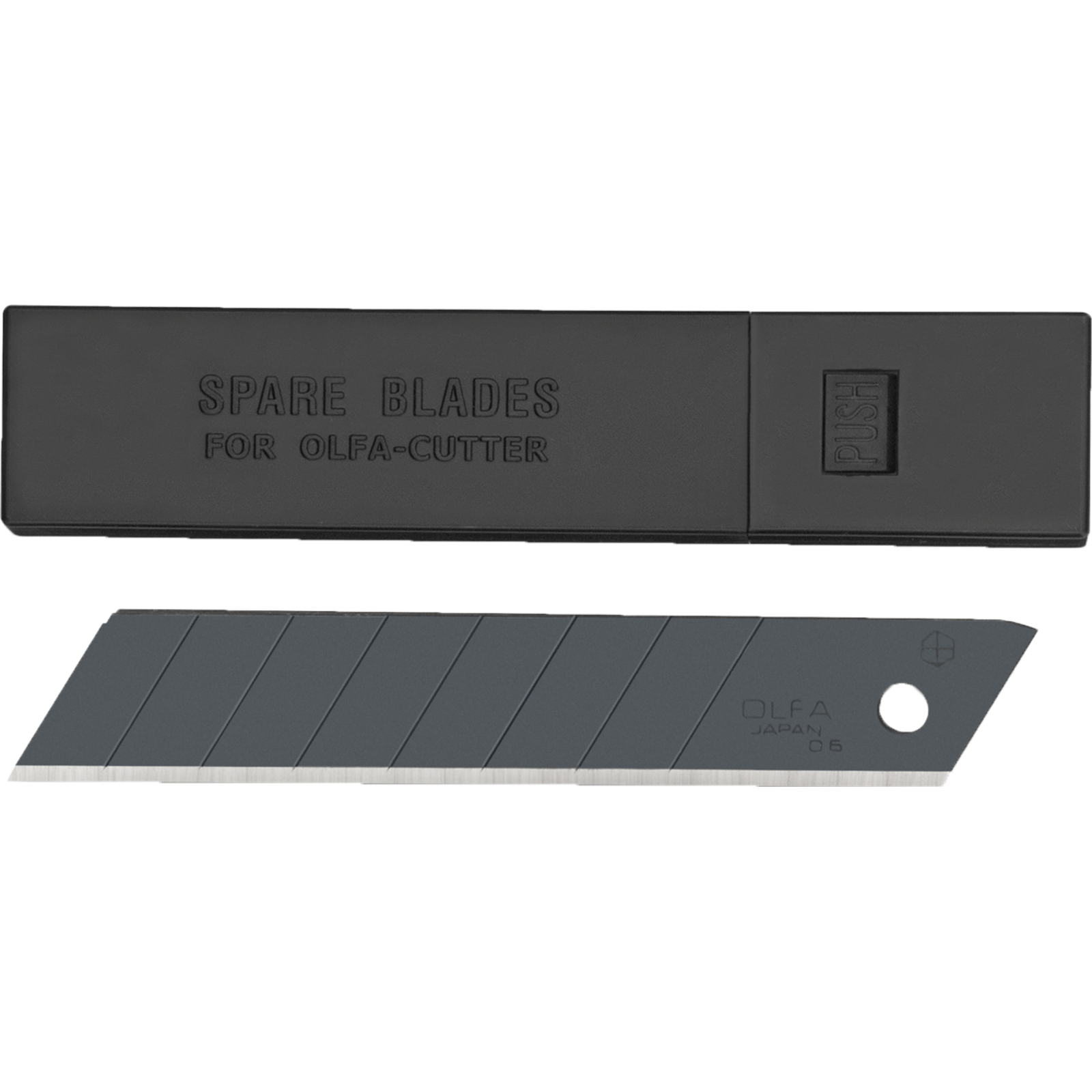 Lame Olfa noires Cutter 18 mm Conditionnement Étui 10 lames sur carte L'OUTIL PARFAIT - 416000