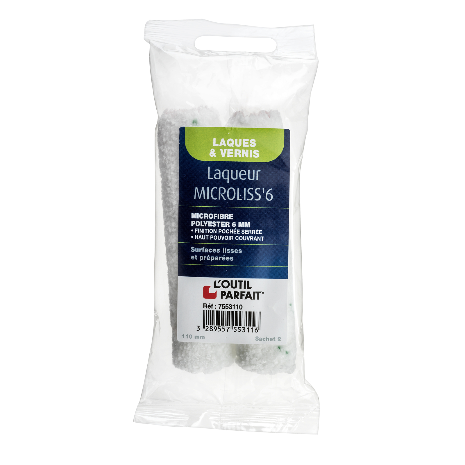 Manchon Laqueur MicroLiss'6 Microfibres polyester 6 mm Taille 110 mm Sachet de 2 L'OUTIL PARFAIT - 7553110