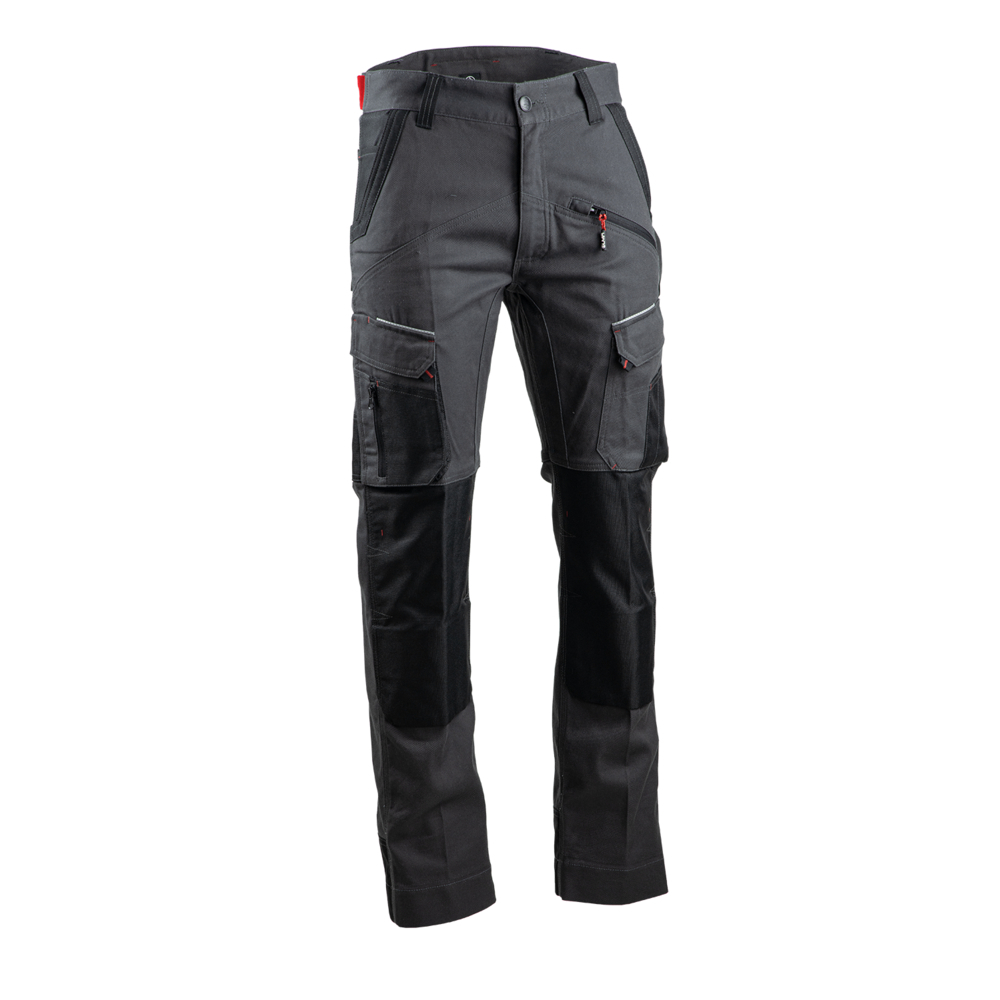 Pantalon multipoches stretch + poches genoux COSMOS GRIS NOIR - LMA LEBEURRE - 1806
