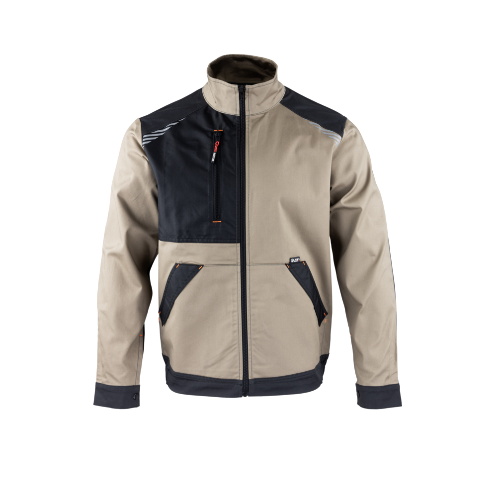 Veste zippée bicolore + emp stretch CENTAURE BEIGE GRIS - LMA LEBEURRE - 2345