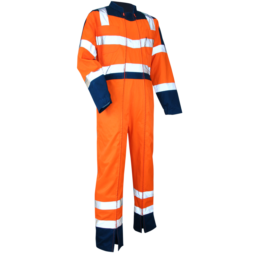 Combinaison HV 2 zips bicolore EN20471 VIGILANCE ORANGE BLEU NUIT - LMA LEBEURRE - 4080