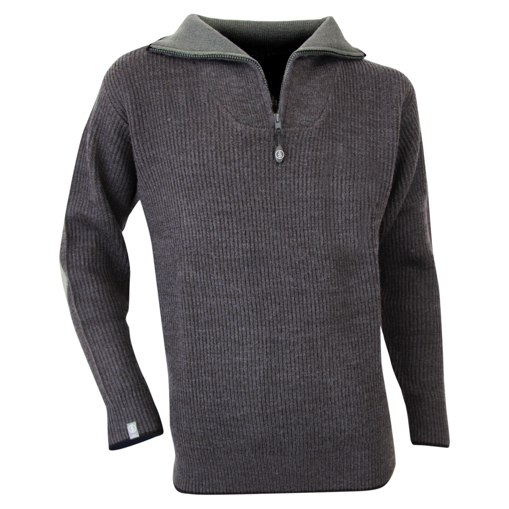 Pull camionneur côtes anglaises chevalées CACAO ANTHRACITE - LMA LEBEURRE - 803170