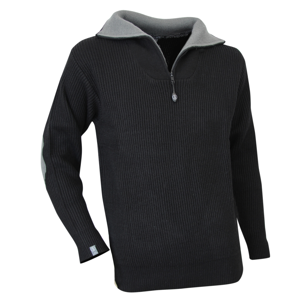 Pull camionneur côtes anglaises chevalées CACAO NOIR - LMA LEBEURRE - 803170