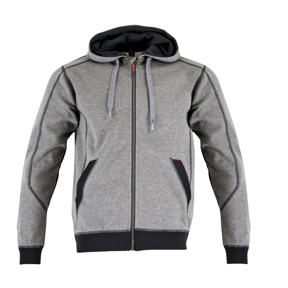 Sweat double capuche full zip : MADRIER GRIS NOIR - LMA LEBEURRE - 8074