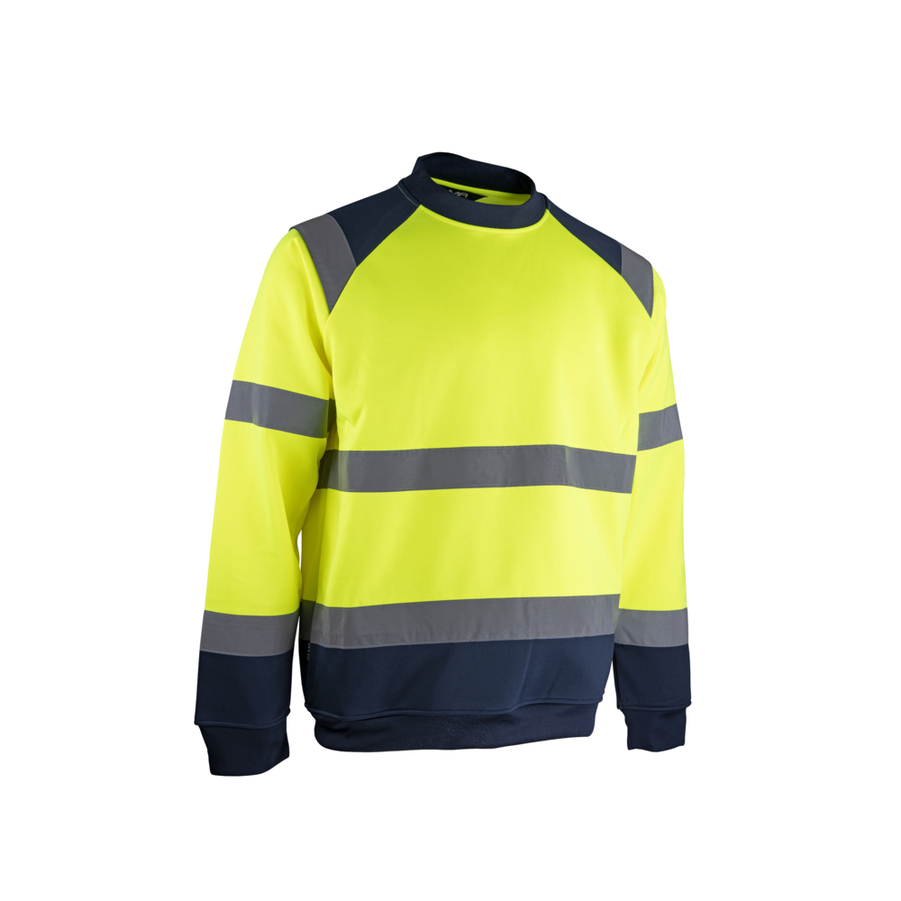 Sweat col rond BASIC HV SONAR JAUNE MARINE - LMA LEBEURRE - 8082