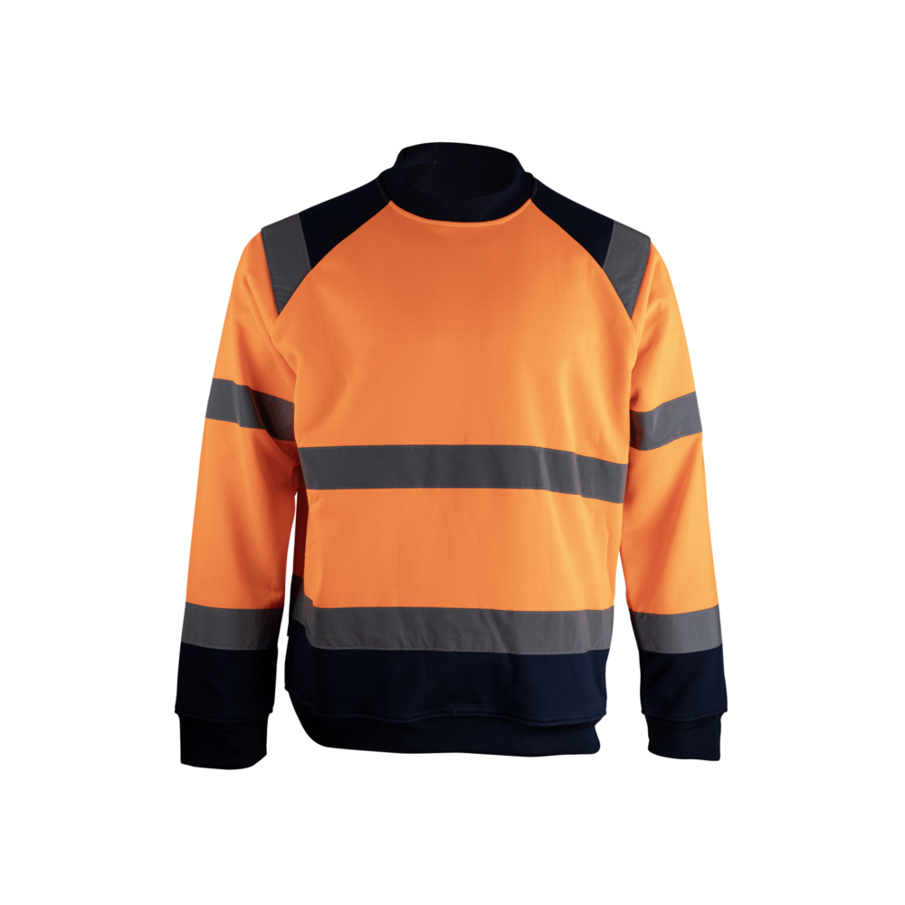 Sweat col rond HV BASIC HV -  ANTENNE ORANGE MARINE - LMA LEBEURRE - 8083