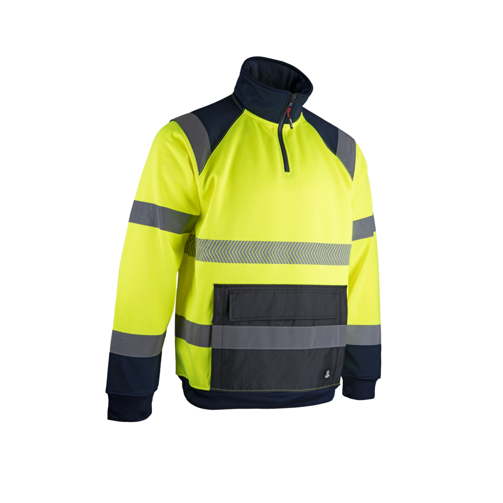 Sweat col montant HV MIRE JAUNE MARINE - LMA LEBEURRE - 8084
